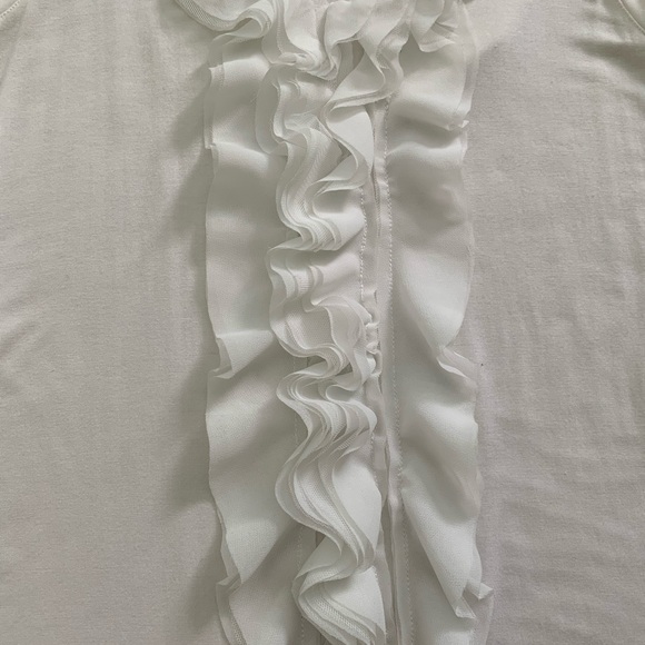 Sleeveless Chiffon Ruffle Front Top in Cream-SM - Picture 7 of 9